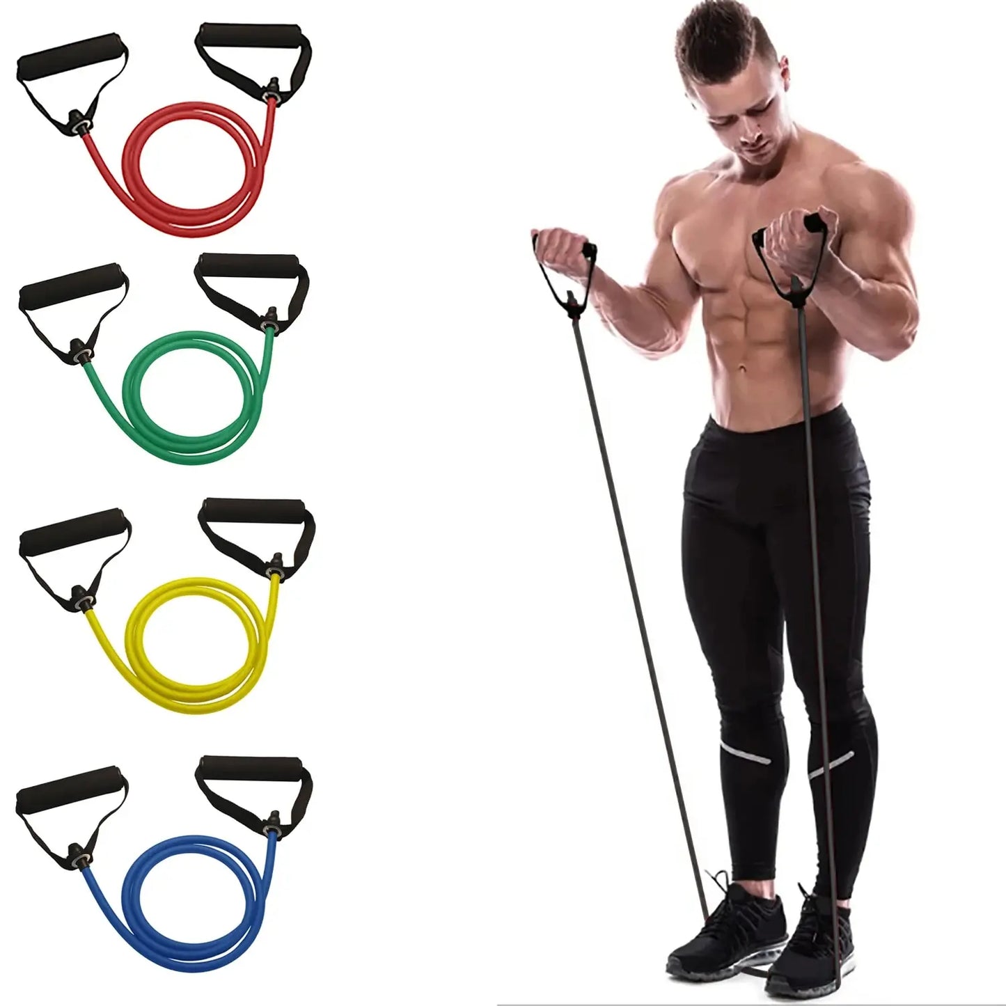 Exercise Bands, Workout Bands With Handles For Men Women, Strength Training Equipment At Home