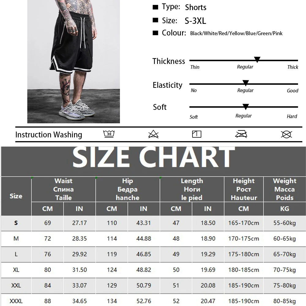 Men's Sports Basketball Shorts Mesh Quick Dry Gym Shorts for Summer Fitness Joggers Casual Breathable Short Pants